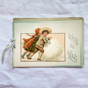 Vintage/Antique Valentine Card, &quot;Love is King&quot; Greeting Card, Collecting Scrapbook Crafting