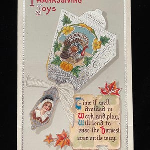 1900s Vintage/Antique Postcard, Thanksgiving Greeting Card, Crafting Scrapbooking