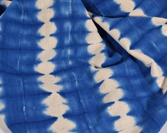 Vintage Tie Dyed Blue + White, Mali Mud Cloth, Decor 43" x 70"