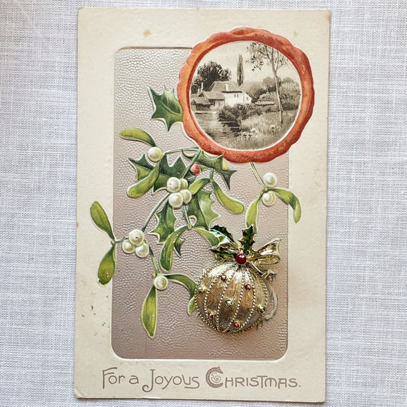 Vintage MCM Christmas Ornament Brooch, Gold Tone … - image 6
