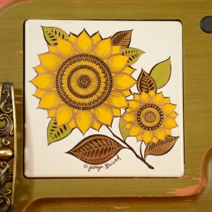 Vintage Green/Gold, Georges Briard MCM Wood Ceramic Party/Serving Tray, Cheese Charcuterie Board