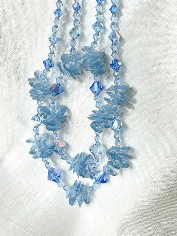 Vintage Blue Art Deco Crystal & Plastic Faceted/C… - image 6