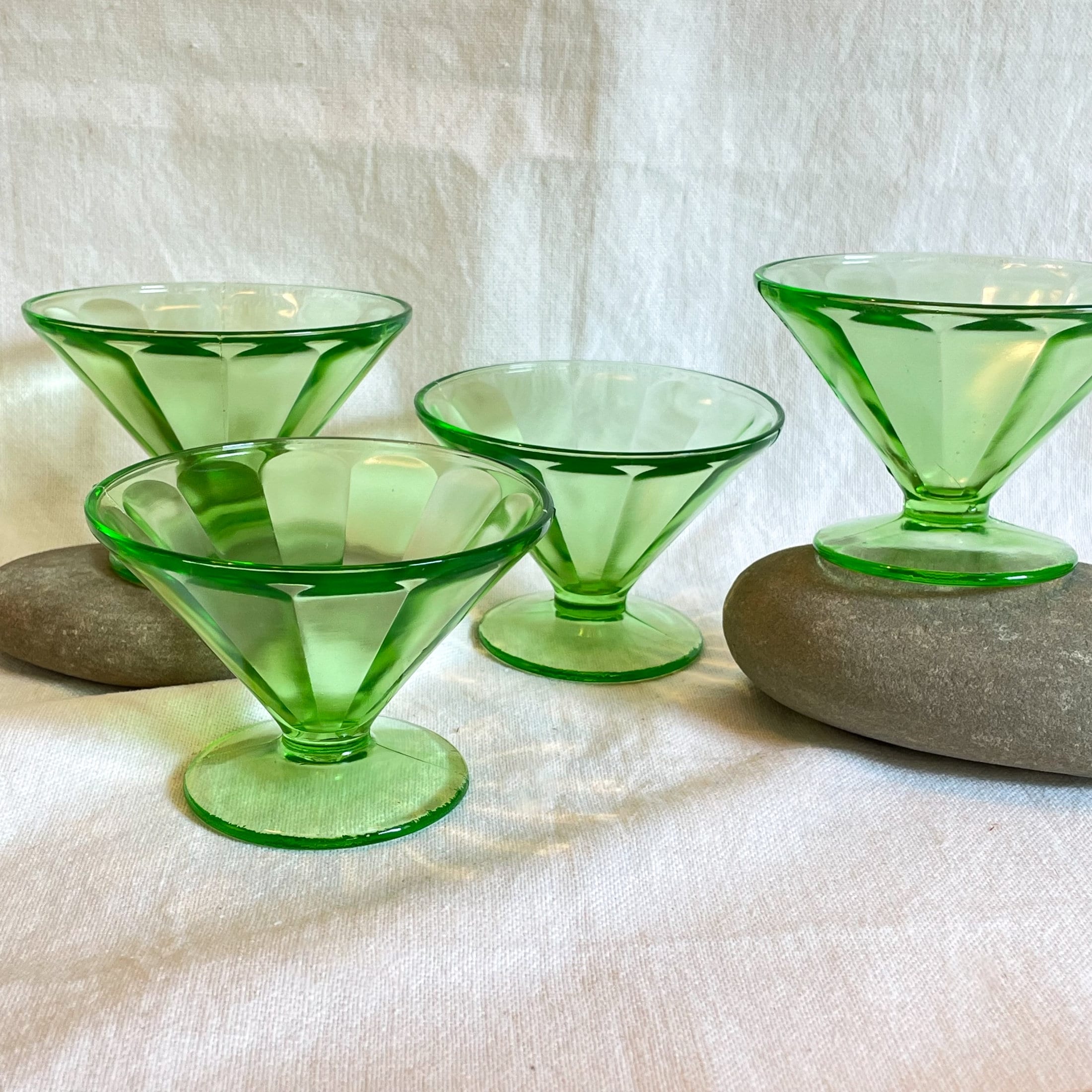 Vintage Green Depression Glass Federal Glass, Sherbet/fruit