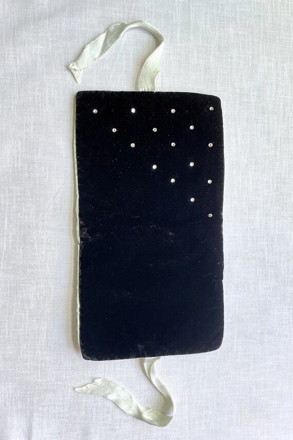 Black Velvet Rhinestone Jewelry/Lingerie Bag, Sma… - image 5