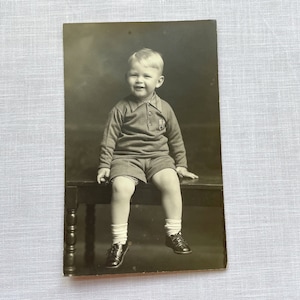 Vintage 1920s/30s Photo Little Boy, Black & White Postcard Photo, Scrapbook Craft Prop Display Study, 2 Available You Choose