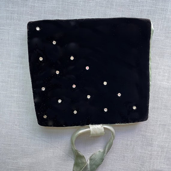 Black Velvet Rhinestone Jewelry/Lingerie Bag, Sma… - image 3