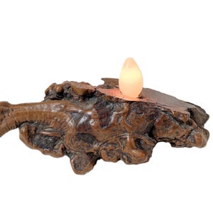 Vintage 60s Burl Driftwood Small Table Lamp, OOAK MCM Hippie Coastal Decor Lamp