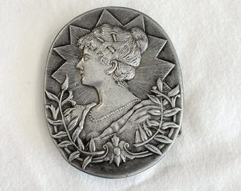 Vintage Leda and the Swan Art Nouveau Belt Buckle Bergamot  display picture 3