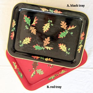Vintage Nesting Serving Trays, Fall Theme Acorns & Leaves, Choose Your Color 17" L