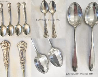 Vintage/Antique Silver Plate Spoon Bundles/ 2 Pc Lots You Choose Pattern