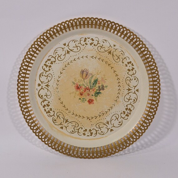 Vintage 50s Hand Painted Tole Tray Country Cottage Farmhouse Etsy