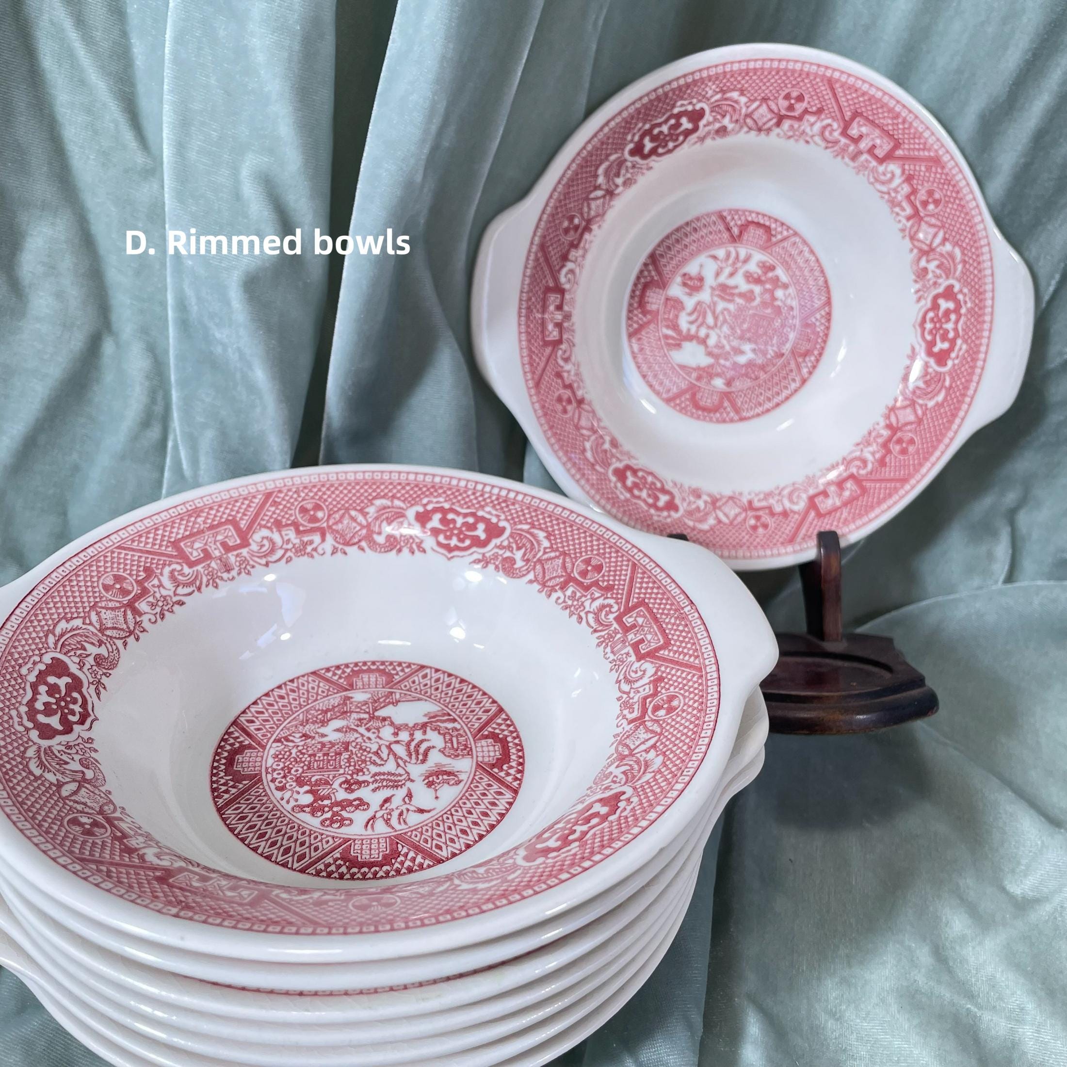Vintage Red/pink Willow Ware by Royal China, Choose Your Size