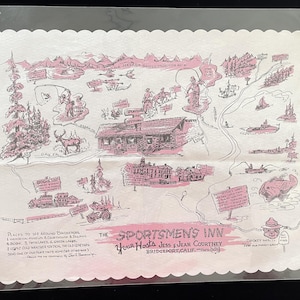 Vintage Sportsman&#39;s Inn Restaurant Paper Placemat, Collectible California Memorabilia 13 x 10