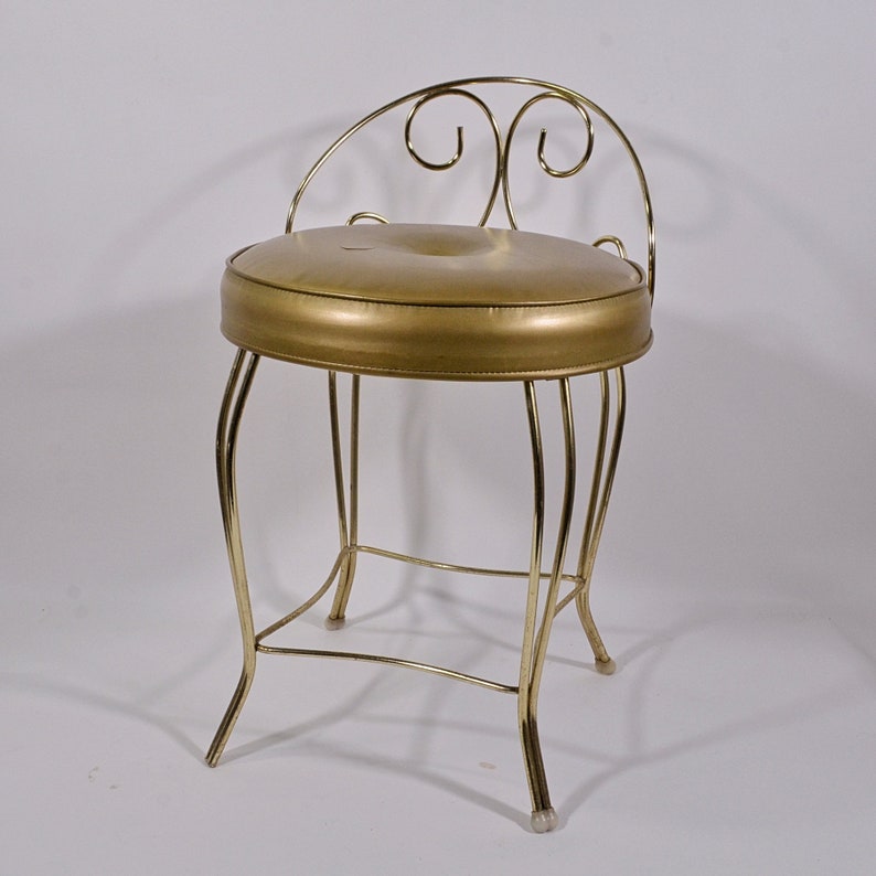 Vintage 50s60s Mid Century Vanity Stool 3 Home Decor Prop Display Hollywood Regency George Koch Gold Faux Leather Steps Stools Living Lifepharmafze Com Vintage 50s60s Mid Century Vanity Stool, Hollywood Regency Vanity Stool