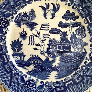 Vintage Made in Japan Willow 7 Plates, 6 Bowls, You Choose