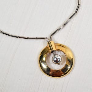 Vintage 60s/70s Castlecliff Silver/Gold Mod Pendant Necklace