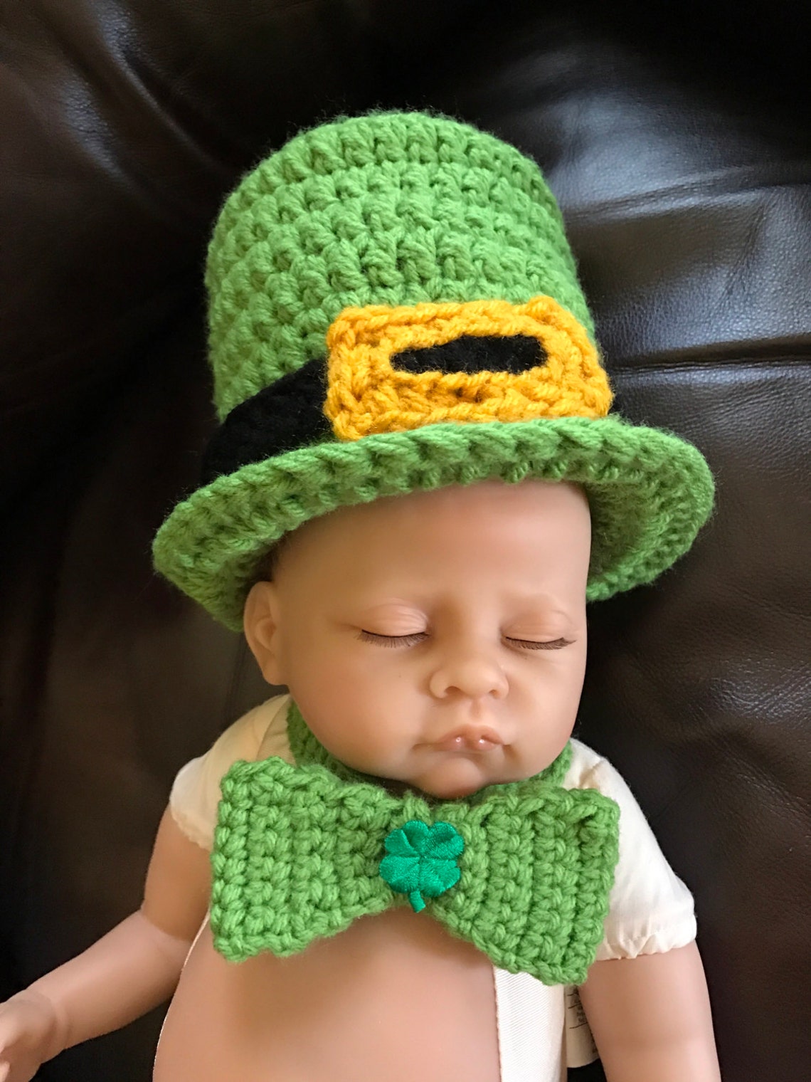 Crochet Baby Boy Top Hat and Bow Tie St.. Patrick's Day Etsy