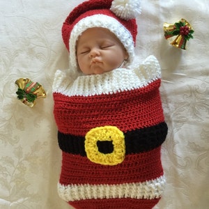 Crochet baby Photo Prop Santa Cocoon & Hat
