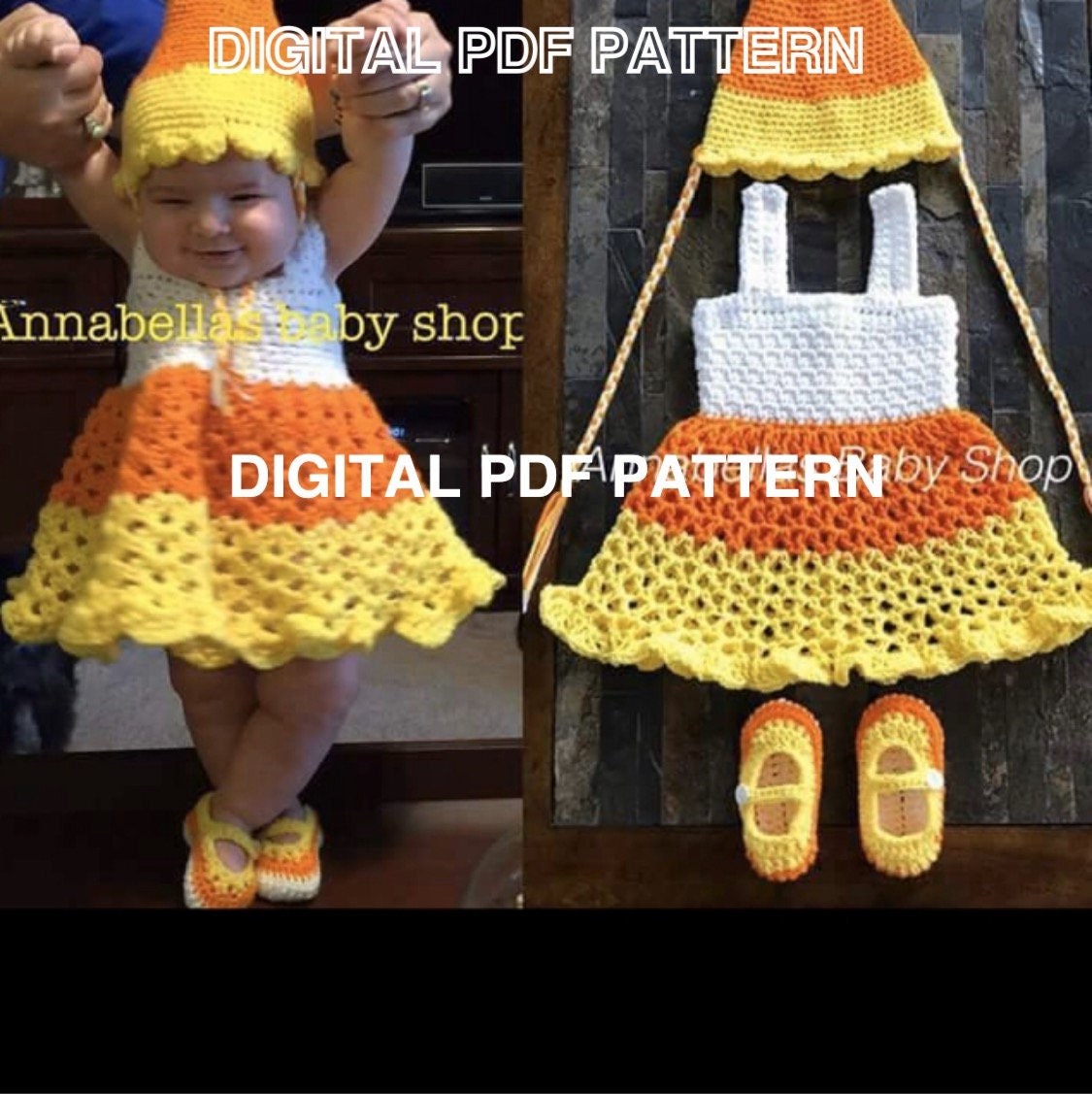 candy corn dress crochet pattern free CANDY CORN PATTERN 0-24 Months