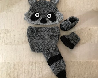 Crochet Raccoon Outfit