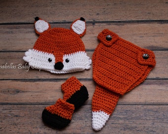 Crochet baby fox set