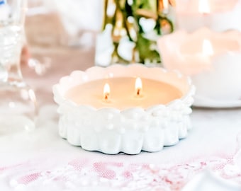 Scented Candle in Retro Milk Glass, Personalized Birthday Gift, Unique Gifts for Home