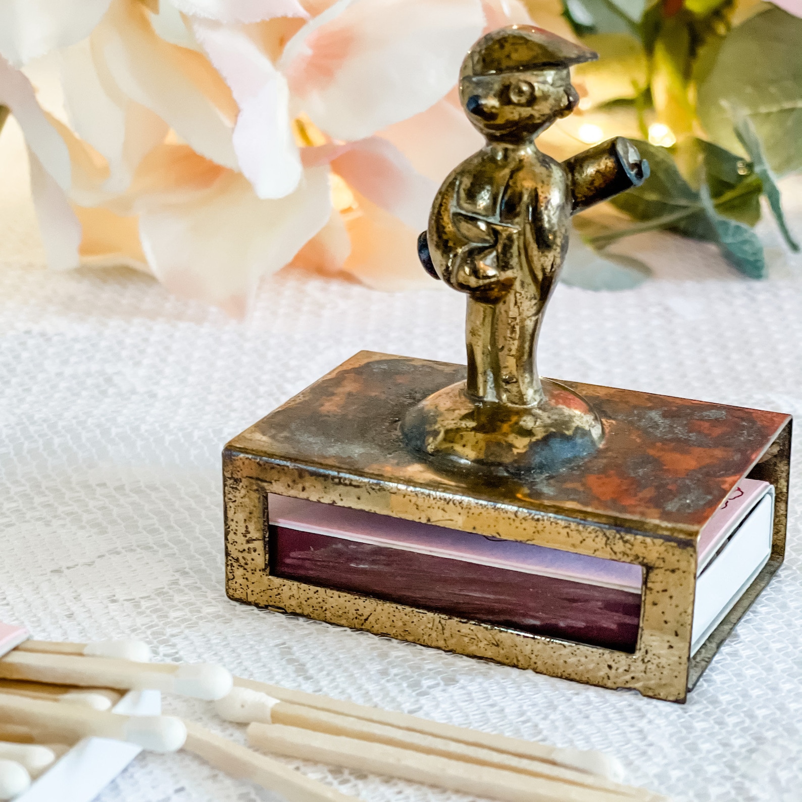 Vintage Brass Match Book Holder Antique Match Holder Unique Etsy