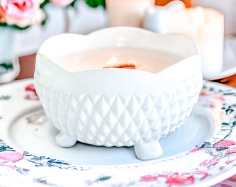 Candles Handmade, Milk Glass, Vintage Bowl, Unique Thank You Gifts, Housewarming Gift