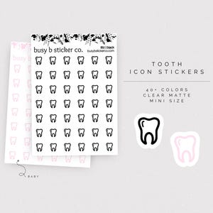 Pegatinas para planificador con icono de diente / I60