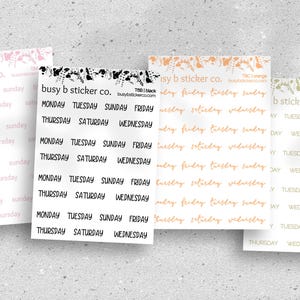 99 CENTAVOS | Adesivos de planejador de texto dos dias da semana | T6