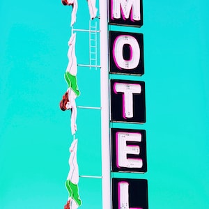 Diving Girl Neon Sign, Vintage Motel Sign, Starlight Motel Sign, Vintage Neon Sign, Vintage Diver Neon Sign, Retro Wall Art, Retro Sign