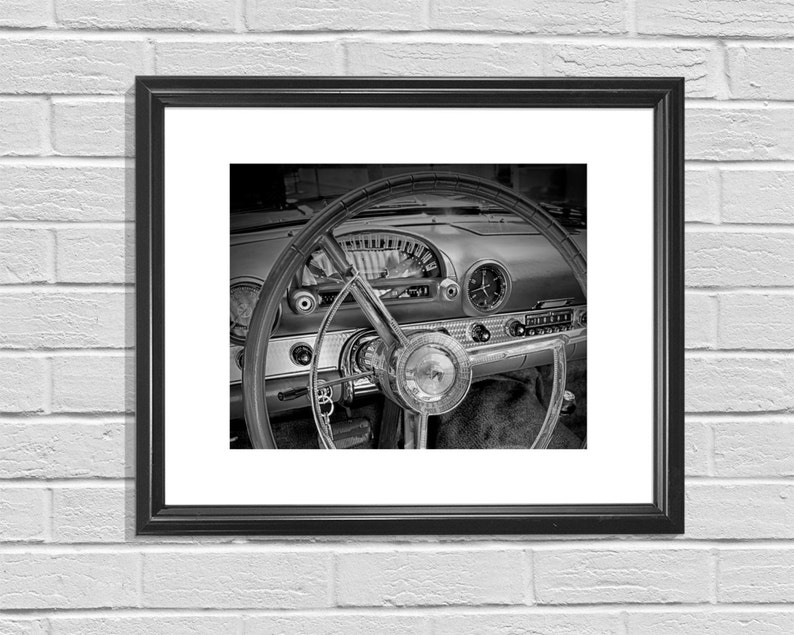 Vintage Ford Thunderbird Interior, Vintage Car Photo, Classic Car Photo, Classic Ford Thunderbird, Vintage Thunderbird, Men's Gift, Dad Gift image 2