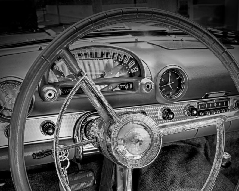 Vintage Ford Thunderbird Interior, Vintage Car Photo, Classic Car Photo, Classic Ford Thunderbird, Vintage Thunderbird, Men's Gift, Dad Gift image 1