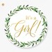 It's a Girl Greenery Favor Labels Leaves Wreath Favor | Etsy