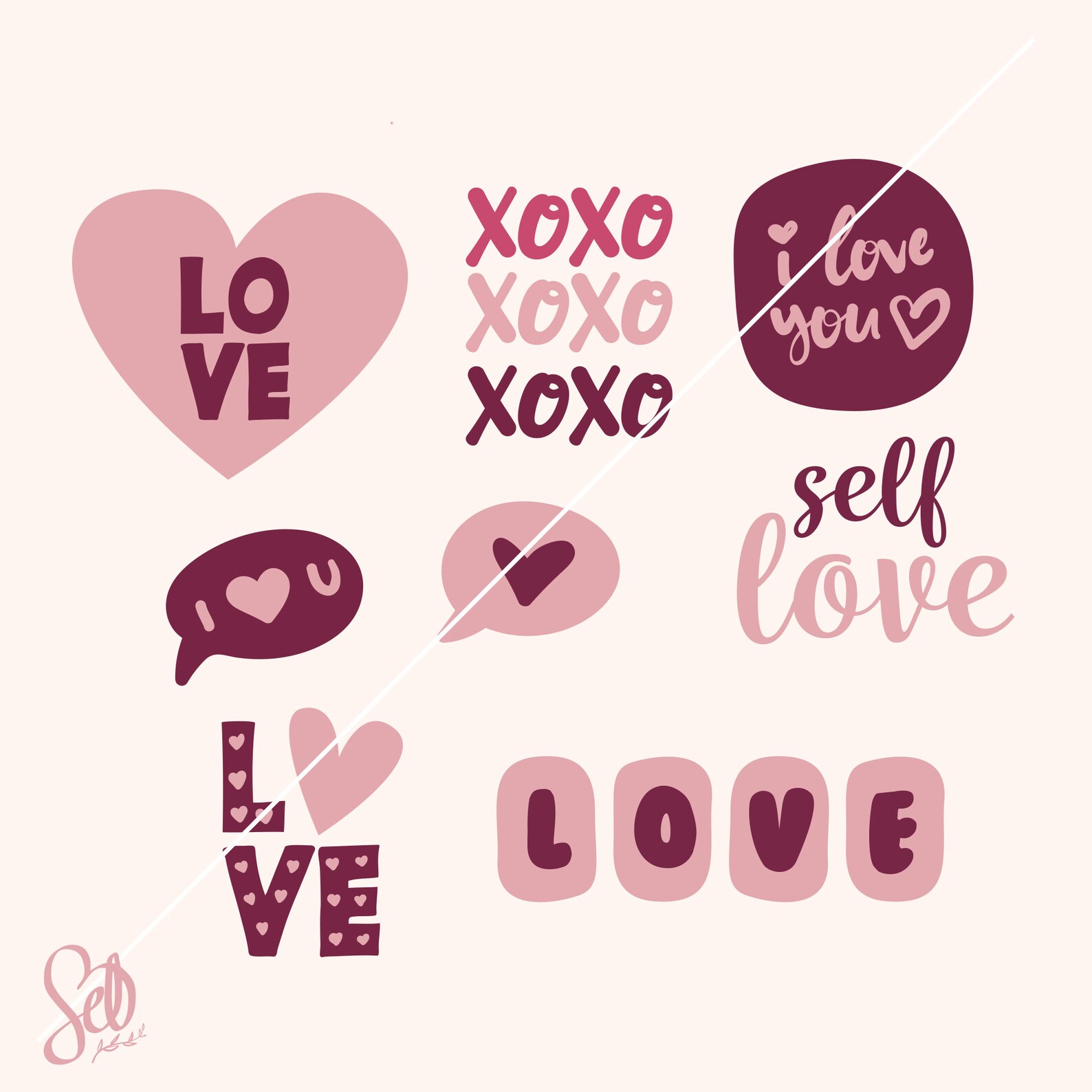 love print self love clipart valentine sticker xoxo etsy