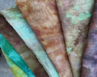 Hand-dyed sheer gauze fabric, four 1/2 yd pieces