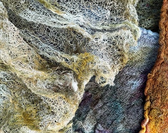 Hand-dyed cheesecloth, distressed fabric texture