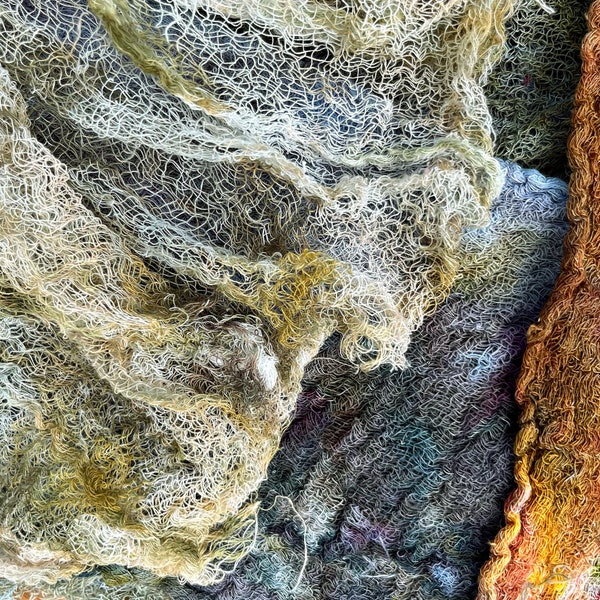 Hand-dyed cheesecloth, distressed fabric texture