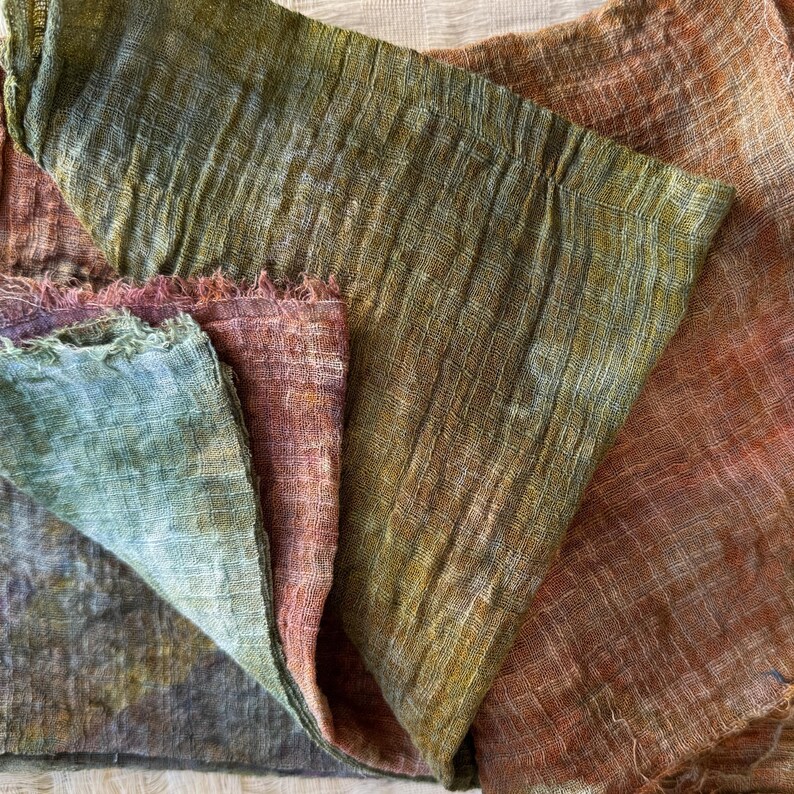 Slubby Gauze, Hand Dyed Textile Distressed for Artists Etsy