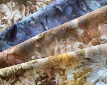 Hand-dyed colorful cotton fabric bundle, ice dyed  tie dye fabric