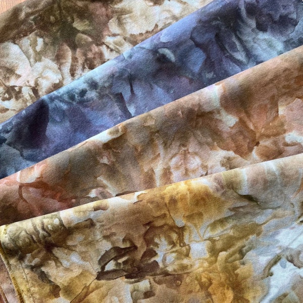 Hand-dyed colorful cotton fabric bundle, ice dyed  tie dye fabric