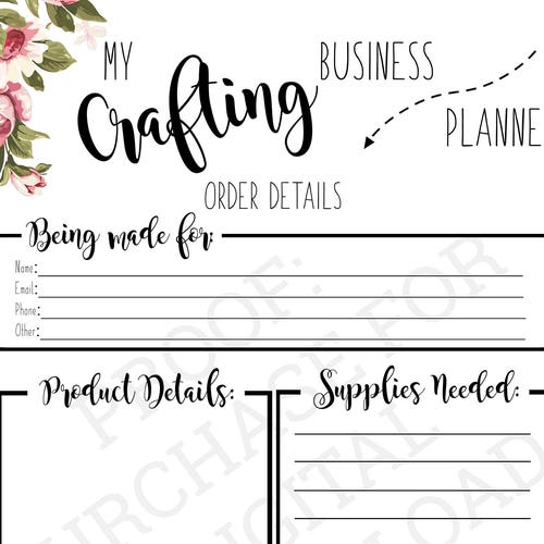 Crafting Business Planner Order Planner Cricut Silhouette - Etsy
