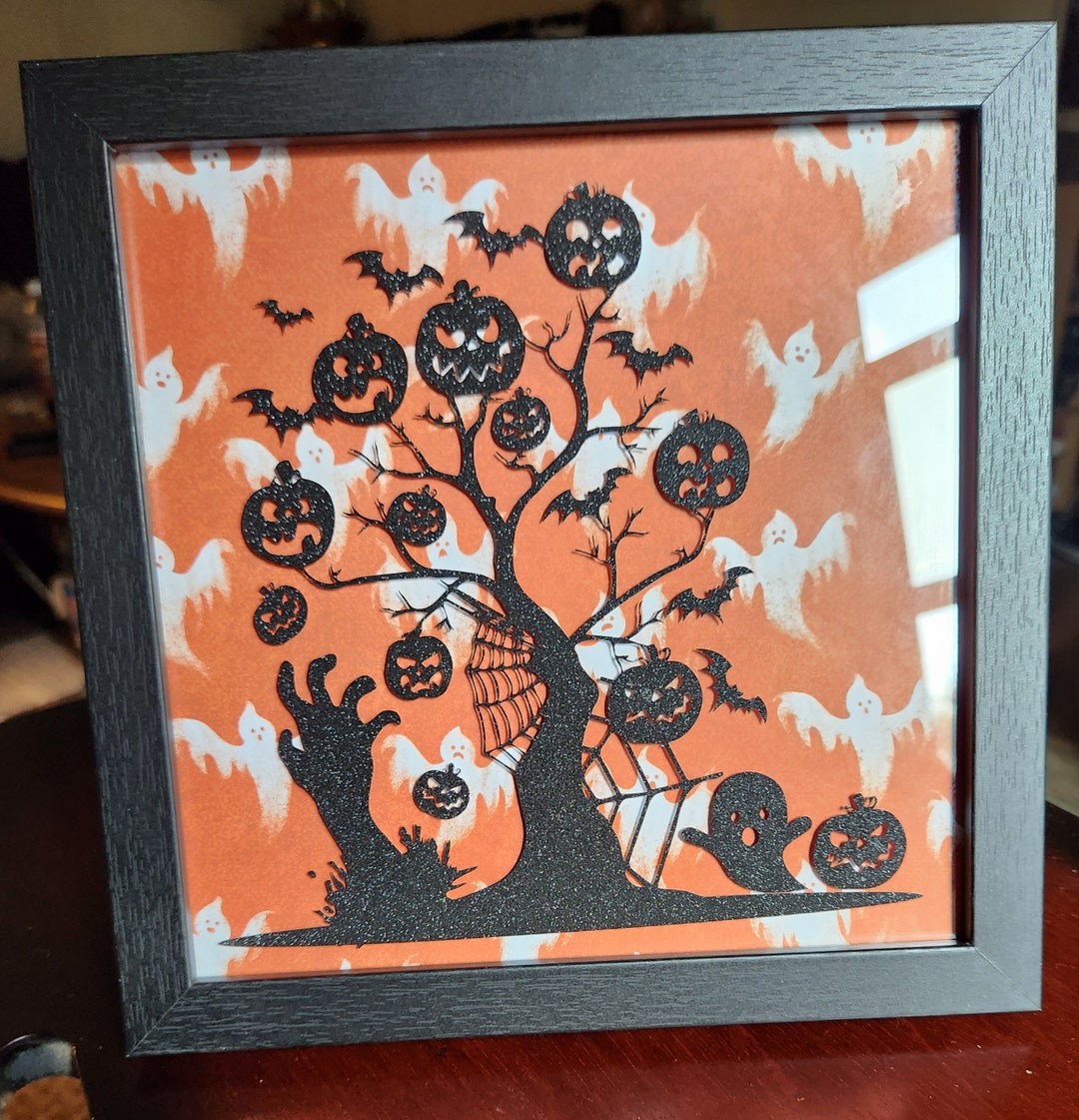 Spooky Pumpkin Tree Halloween Art Print - Black Frame - Etsy