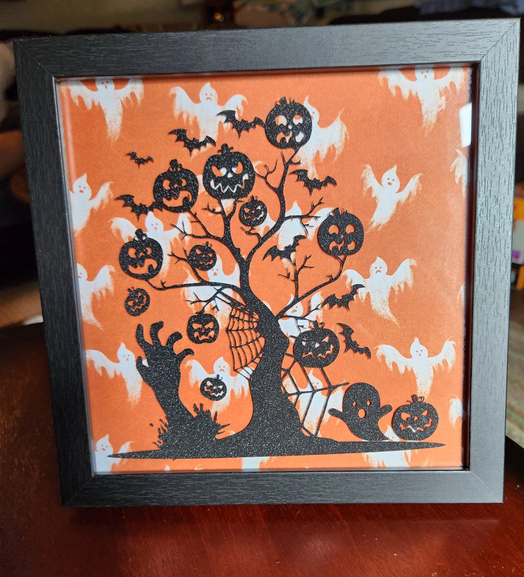 Spooky Pumpkin Tree Halloween Art Print - Black Frame - Etsy