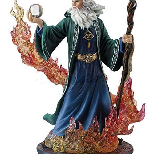 8.25" Elemental Ascendant Wizard Statue Fantasy Decor Magician Sculpture
