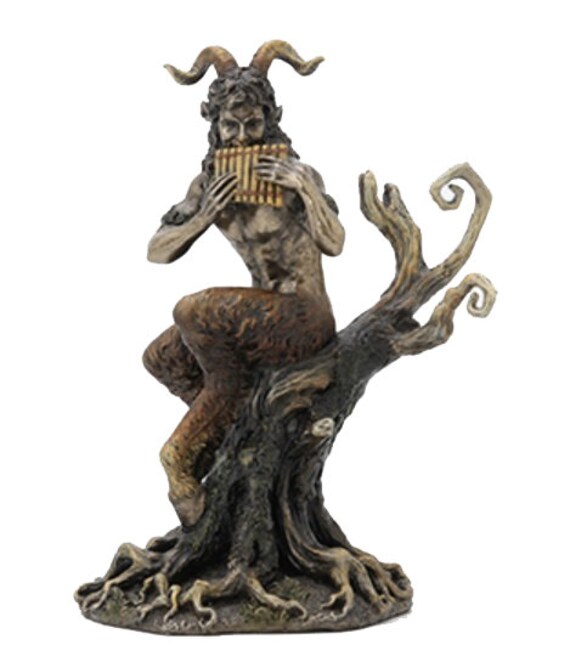 9.5 Pan Playing Flute Statue Grec Mythology Sculpture Etsy