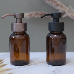 2pk - 8oz Amber Foaming Soap Dispenser - Glass Foam Pump Hand Soap