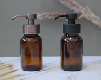 2pk - 8oz Amber Foaming Soap Dispenser - Glass Foam Pump Hand Soap
