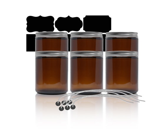 6pk 8oz Glass Jars With Metal Lids Candles Cosmetic Container Makeup  Storage Jars Empty Wide Mouth Clear Amber Glass Jars Tin Lids 