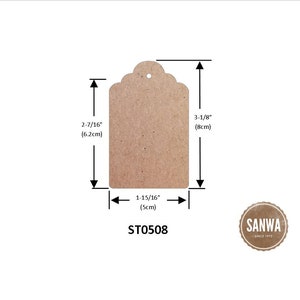 Natural Brown Kraft Scalloped Top Paper Tags with Hang Hole 2" x 3-1/8"  (5cm x 8cm) - USA